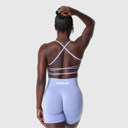 Buttery Soft Womens Crossed Back Sports Bra & Shorts