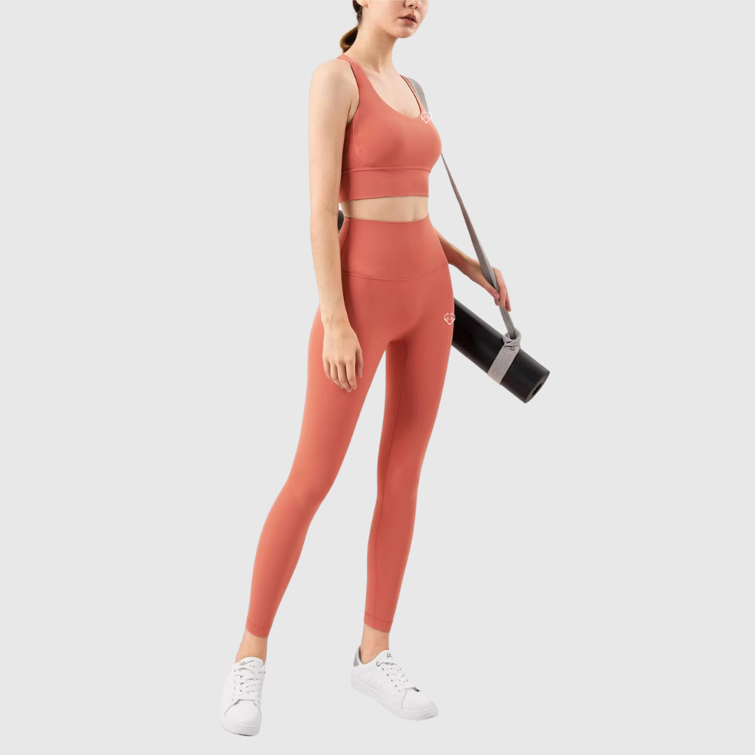 TWV Soft Compression Leggings & Crossover Sports Bra Set