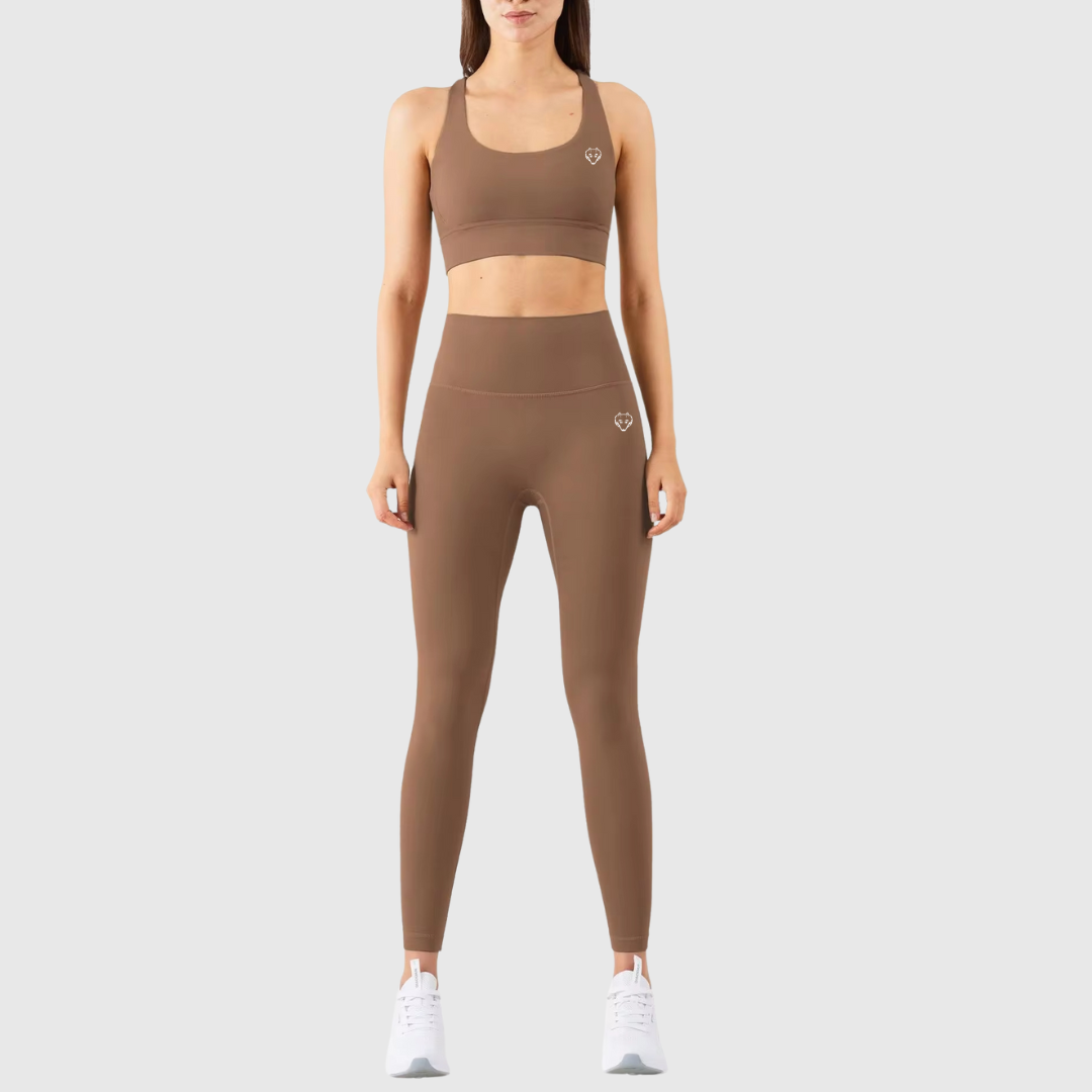 TWV Soft Compression Leggings & Crossover Sports Bra Set