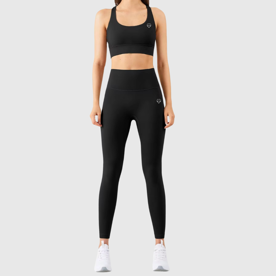 TWV Soft Compression Leggings & Crossover Sports Bra Set