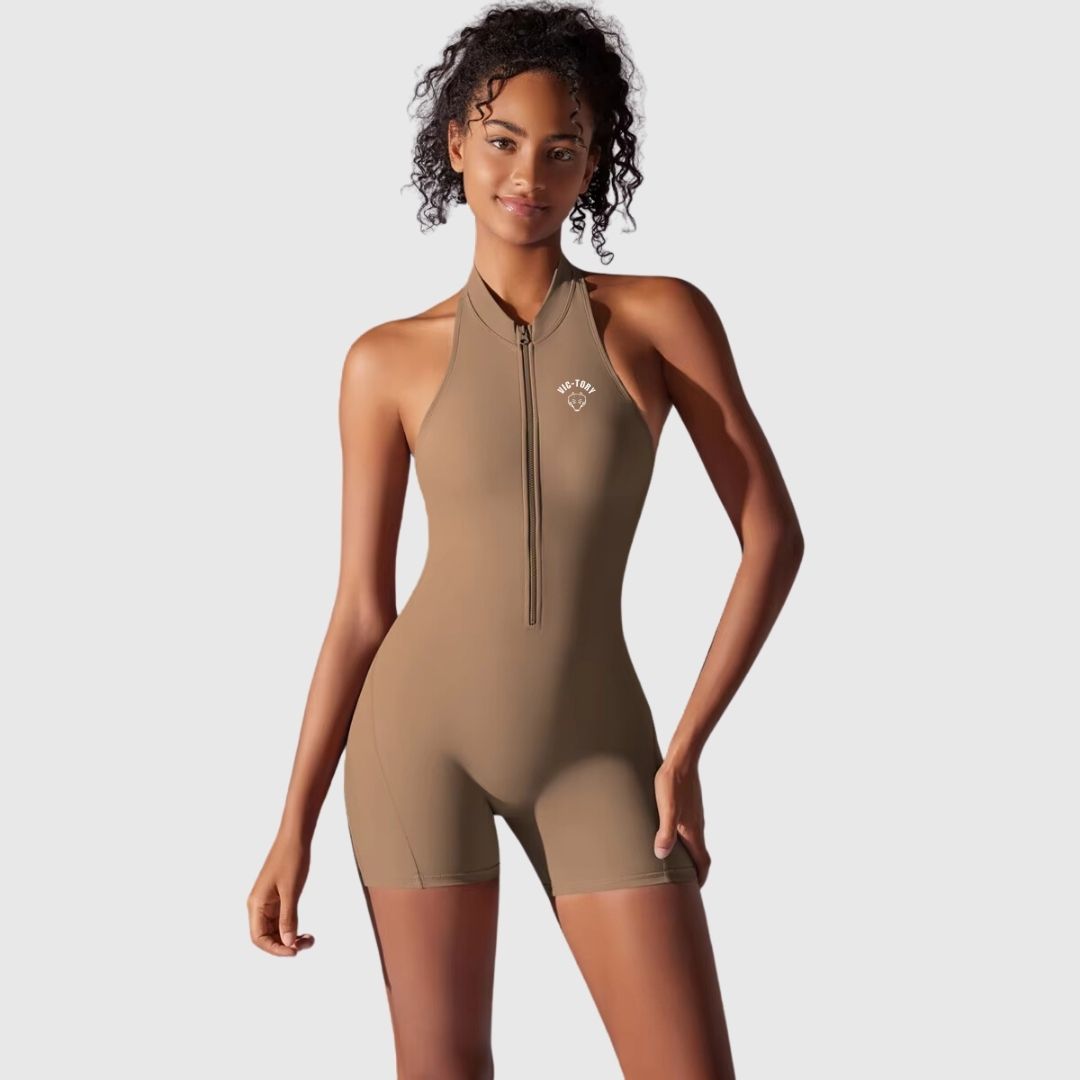 VICTORY One Piece Front Zipper Scrunch Butt Jumpsuit