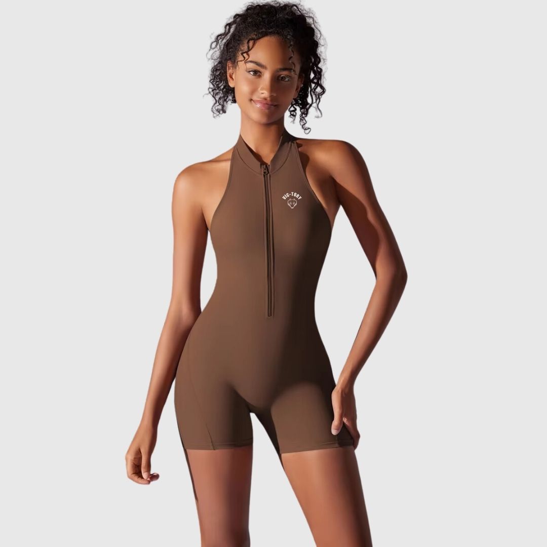 VICTORY One Piece Front Zipper Scrunch Butt Jumpsuit