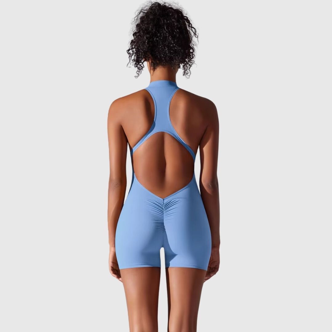 VICTORY One Piece Front Zipper Scrunch Butt Jumpsuit