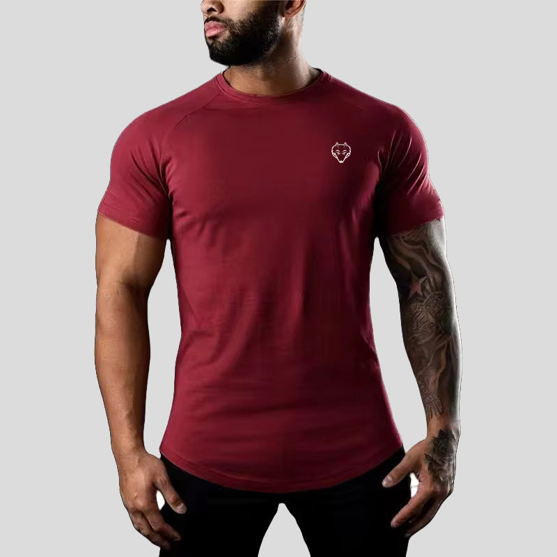 Men's Slim Fit Short Sleeve Training Wear Cotton Shirt